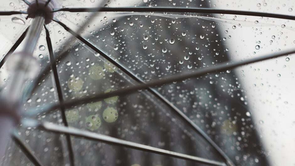 雨の中の透明な傘