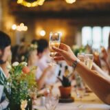 グラスを掲げて乾杯する人たち