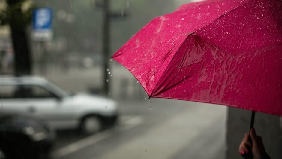 豪雨に見舞われる街