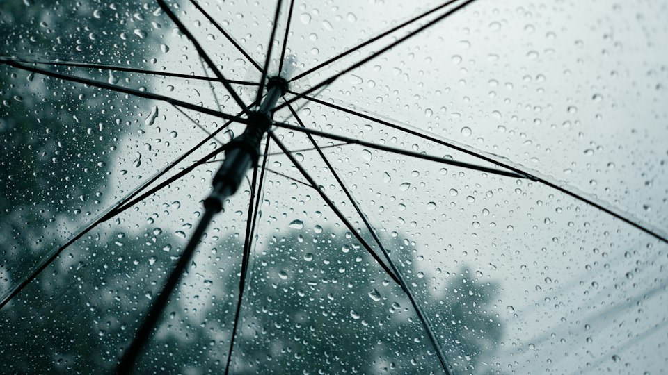 傘に落ちる雨粒